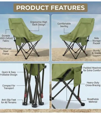 كرسي وشيزلونج التخييم المطور 3 في 1  Chaise Pliante Inclinable